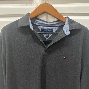 Tommy Hilfiger Long Sleeve Grey Pullover Sweater Shirt Men's Size XL 100% Cotton